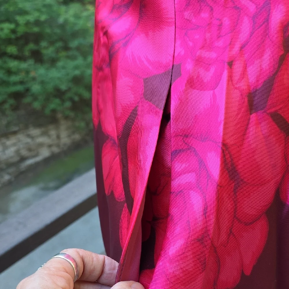 NWOT $250 BOSTON PROPER ONE SHOULDER ROSE PRINT GOWN DRESS IN PINK MULTI SIZE 10 - Picture 6 of 9